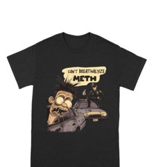 Can’t Breathalyze Meth, Funny Cartoon Graphic Black T-Shirt S-5XL, Gildan 5000
