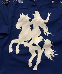 Cowboy Carter CCT2025 Tour Graphic Print Mesh Jersey T-Shirt Blue M Beyoncé