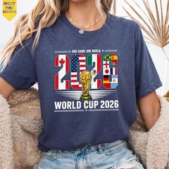 World Cup 2026 Trophy Graphic T-Shirt USA Canada Mexico Soccer Fan Tee