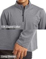 Mens Athletic Shirts Long Sleeve 1/4 Zip Lightweight Fleece Golf Active Pullover
