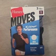 Hanes 3 Pk Moves X Temp Men’s Breathable Mesh Crewneck T-Shirt, Black/Grey Small