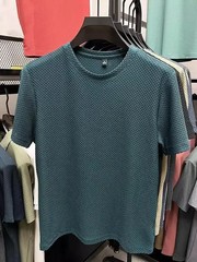 Men’s Short Sleeve Mesh Bamboo Ice Silk T-shirt Casual Versatile Summer Elastic