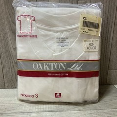 Vintage Oakton LTD Pack Of 3 Combed Cotton V-neck White Shirts XL NIP USA Made