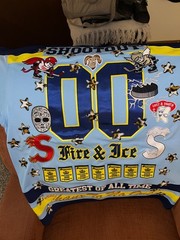Supreme Patches Hockey Jersey Light Blue/Navy/Yellow (Fire & Ice) Size XL