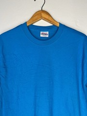 Hanes Heavyweight 50/50 Blank T-Shirt M Teal Blue Y2K Vintage Made in Haiti