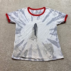 Mighty Fine Tie Dye Space Shuttle Launch Shirt Mens XL Red Trim Graphic Tee