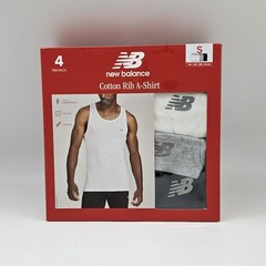 NEW BALANCE 4 Pack Men’s S M L XL Logo Cotton Ribbed Tank Tops White Black Gray