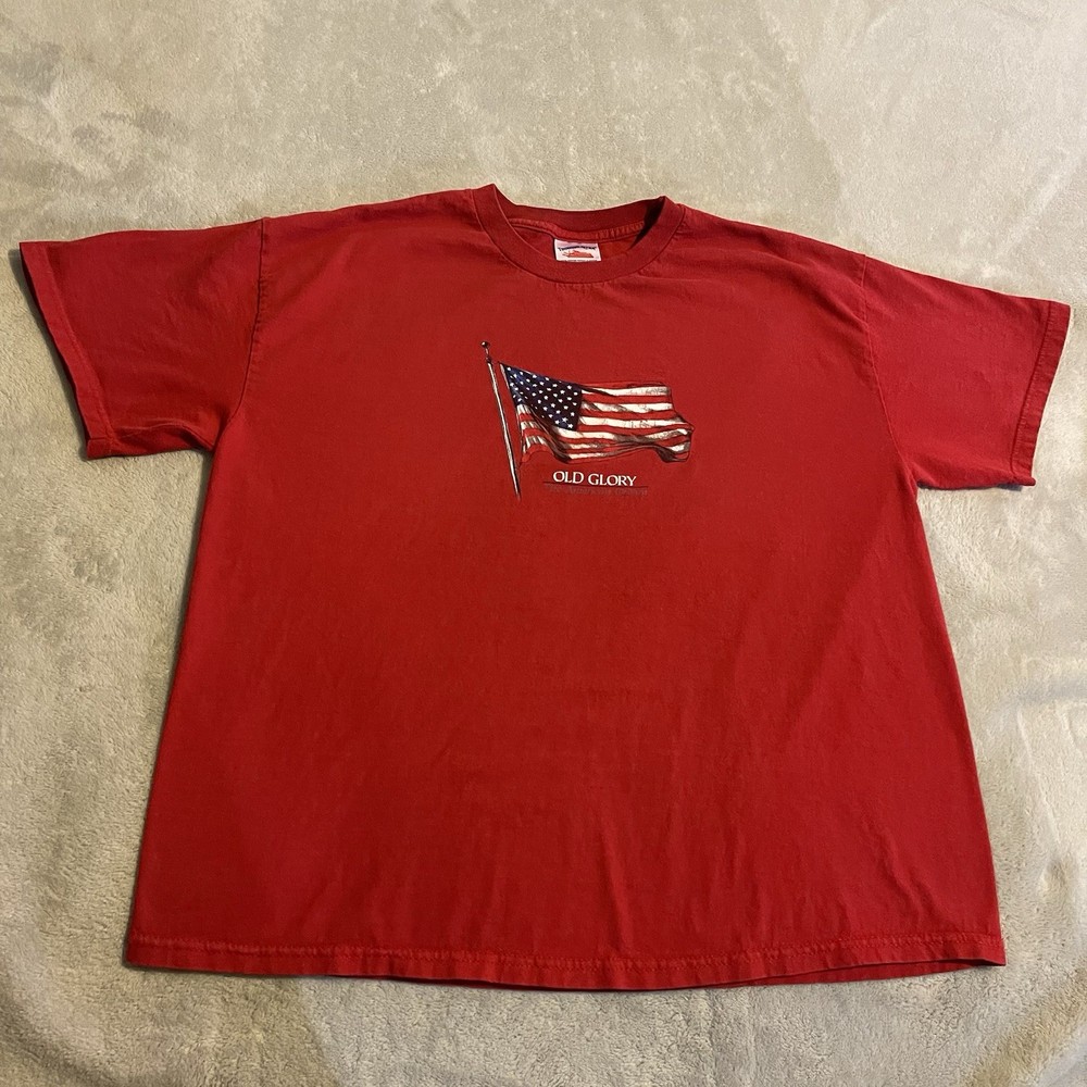 Vintage Tennessee River Shirt Men XL Red 90s Streetwear Workout USA Flag Gym Tee