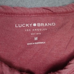 Lucky Brand Shirt Mens Size M Red Washed Casual Henley Long Sleeve Cotton