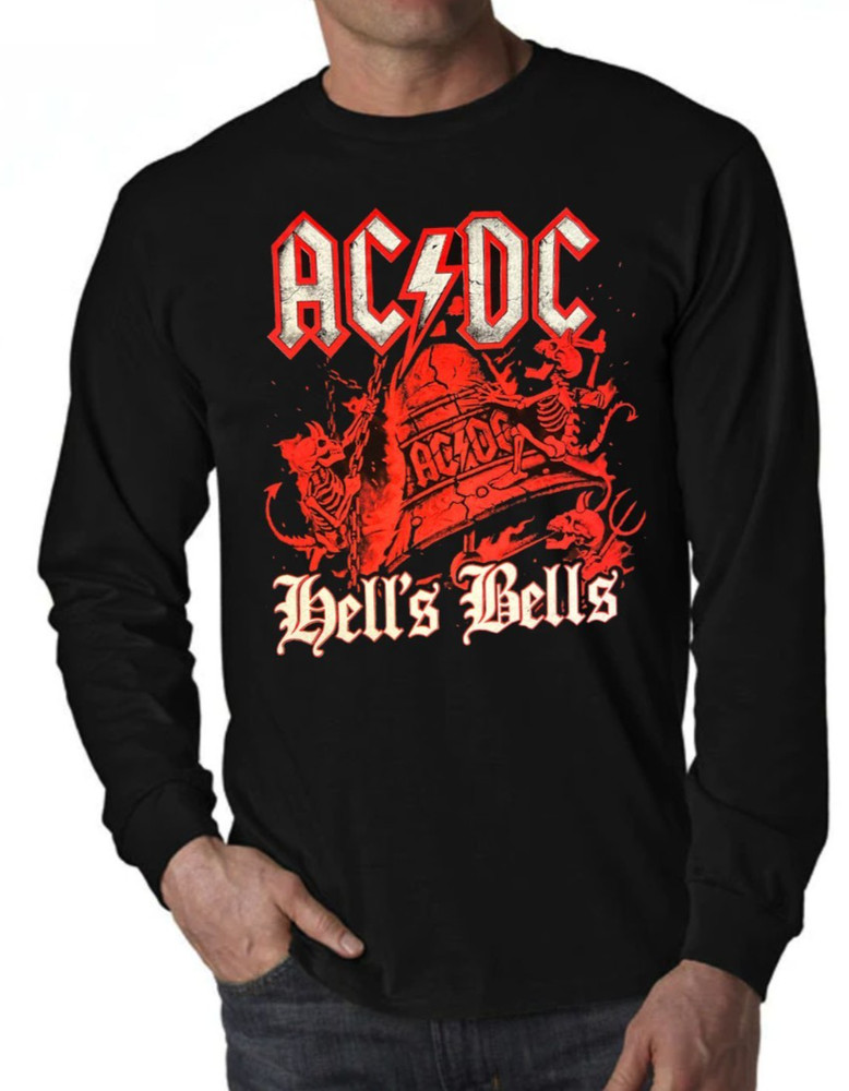 ACDC Hell’s Bells PUNK ROCK BAND Men’s Black Long Sleeve Shirt