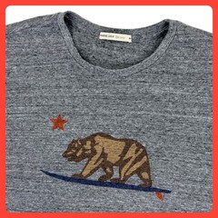 Marine Layer California Bear Surfboard Shirt Men Medium Gray Re-Spun Cotton Tee