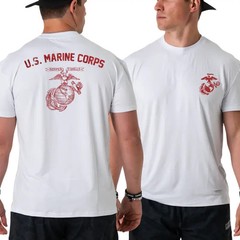 U.S. Marine Corps Semper Fi T-shirt, Red Eagle Globe And Anchor 2 Sides, Soft Co