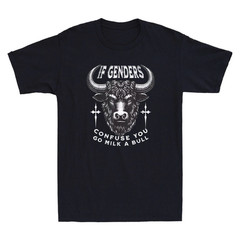 If Genders Confuse You Go Milk A Bull Funny Farm Bull Saying Retro Men’s T-Shirt