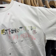 Hollywood Straight Time Art Repper Mens White Crayon Holes Short Sleeve T Shirt