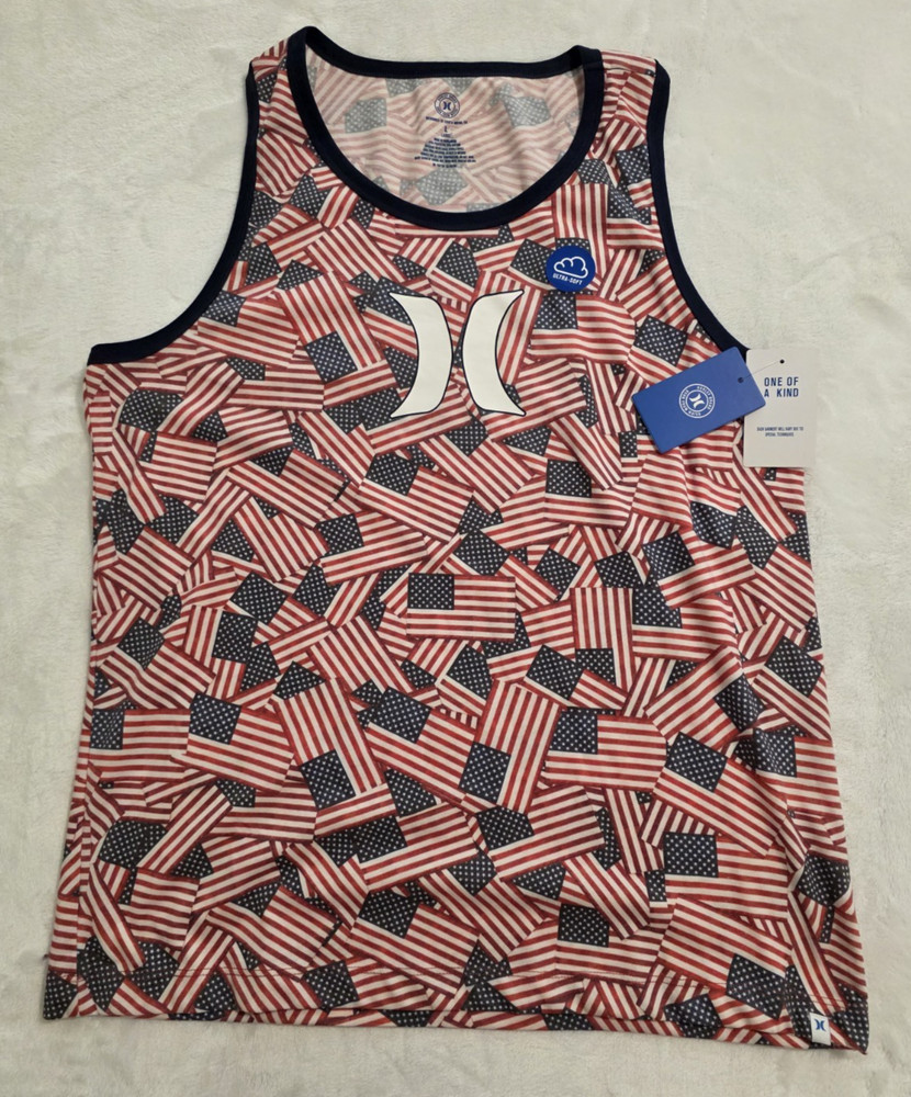 Hurley Men’s Flag Four Corners Tank Top Shirt Size Large NWT NEW