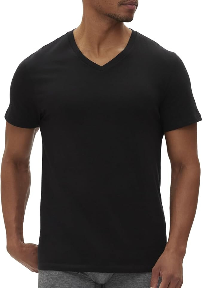 GAP Men’s 3 Pack V-Neck Cotton Shirts, Black, XLarge