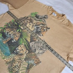 Vintage Big Wild Cats Single Stitch USA Made 2XL Tiger Lion Graphic T-Shirt Tee