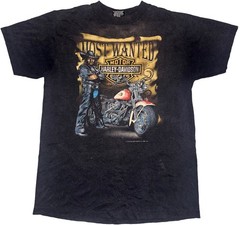 Vintage Harley Davidson 3D Emblem Shirt Mens Large Smith & Wesson Most Wanted M