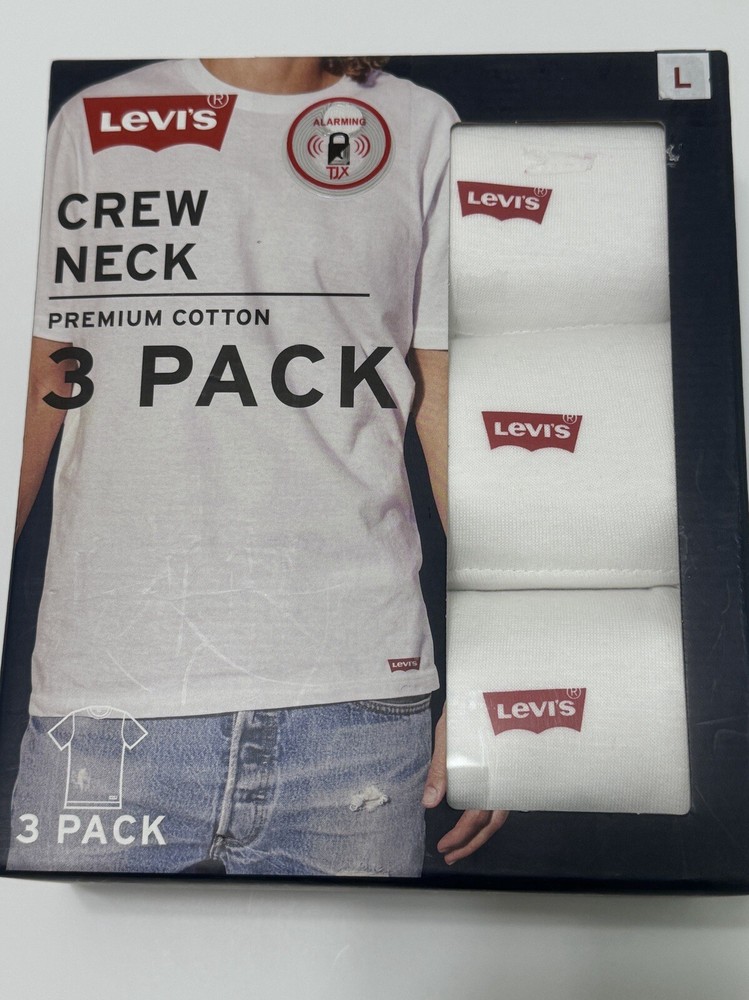 Levis T Shirt Crew Neck 3 Pack Mens L Tag-Free Premium Soft Cotton (MiscB1)