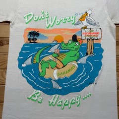 Vintage 80s Bahamas Swimming Don’t Worry Be Happy Alligator Shark T-Shirt Medium