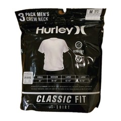3 PACK HURLEY MENS CLASSIC FIT T-SHIRT ULTRA SOFT TAG FREE – White SZ Medium