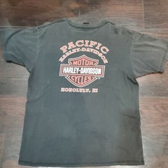 VTG Harley Davidson Motorcycle Sz XL Black Eagle USA Flag Pacific Hawaii