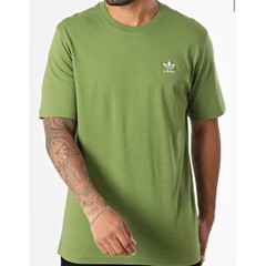 Mens L ADIDAS ORIGINALS logo ESSENTIALS TREFOIL T TEE SHIRT Olive GREEN JV5938