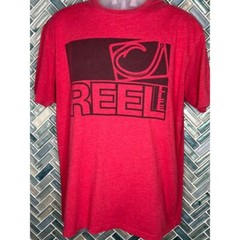 MENS REEL LIFE LARGE RED GRAPHIC LOGO SOFT SHORT SLEEVE SOFT CREW NECK T SHIRT