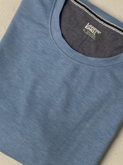 Lands End Mens Classic Fit 4-Way Stretch Tee Shirt BLUE Crewneck XL Short Sleeve