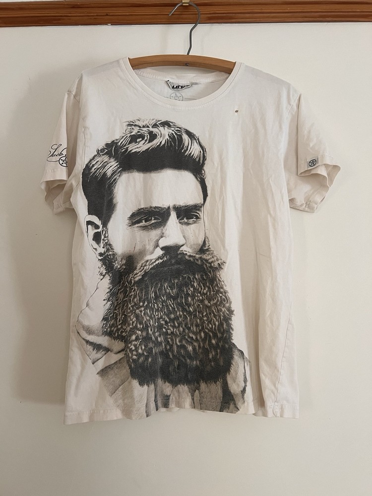 Vintage Ned Kelly Australia Unit Riders Motocross Shirt Mens White Large Rare MX