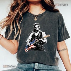 Abe Lincoln Playing Guitar T-Shirt, Funny President Musician Graphic Tee Shirt