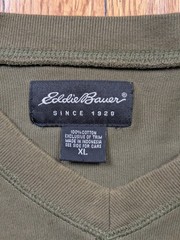 Vintage Eddie Bauer Shirt Mens XL Green Striped Long Sleeve Crew Neck