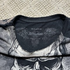 Rare Vtg Affliction Puppet Master God Vs Devil Demon Shirt 2XL Y2K AOP