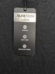 Alfani Men T Shirt L Black Henley Neck Short Sleeve Stretch Pullover Casual Tee