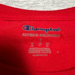 Champion Mens Large Red Spellout Chest Logo Cotton Crew Tee Classic Casual