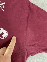 Y2K Famous Stars And Straps Shirt Mens L Logo Burgundy *Pits* Distressed *Mark