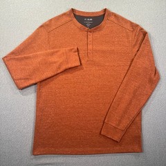 01.ALGO Performance Henley Shirt Mens XL Orange Waffle Knit UPF 50+ Quick Dry