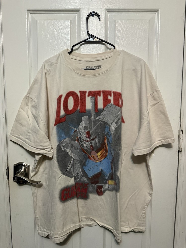 Gundam T-Shirt Loiter Cotton 2x Large White Men’s Anime
