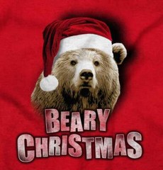 Beary Christmas Santa Claus Christmas Gift Adult Short Sleeve Crewneck Tee