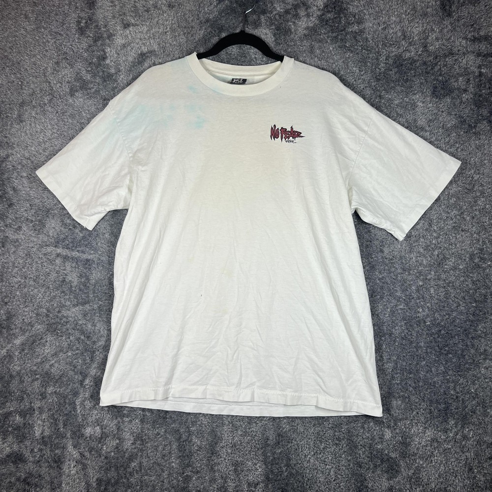 No Fear Shirt Mens XL White Cheese Back Graphic Oversized Cotton Crew Neck Tee