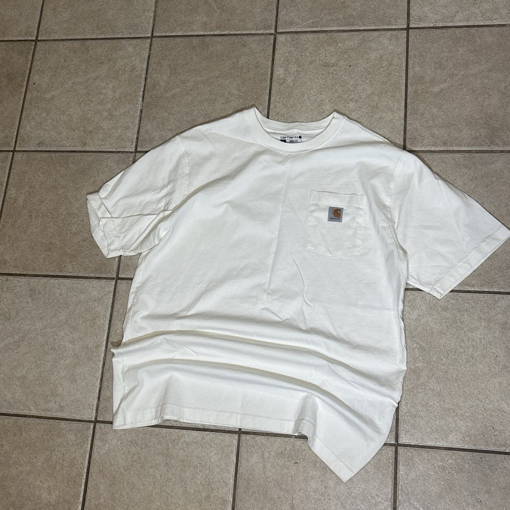 Carhartt Force Men’s White Relaxed Fit Short Sleeve Pocket T-Shirt Size L
