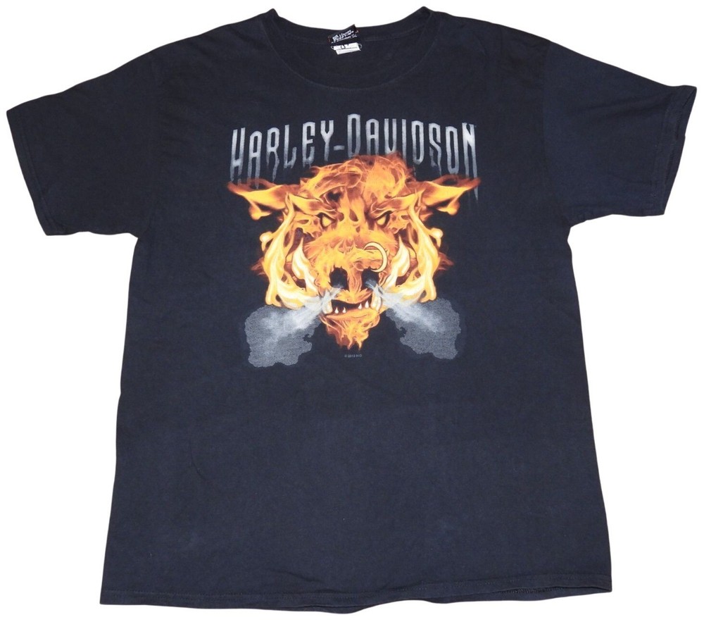 2013 Harley-Davidson Motorcycles Flame Hog Destination Tacoma WA T-Shirt Large