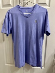 Psycho Bunny Mens Lavender Blue Pima Cotton V-Neck Logo T-Shirt Size 5