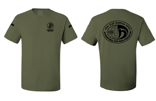 Krav Maga T-shirt Army green T-shirt black design International KRAV MAGA TEE