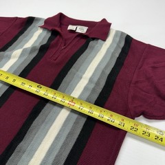 CKC Classics Kennington Mens 1/4 Zip Vertical Stripe Short Sleeve Knit Polo M