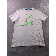 Psycho Bunny Mens White Neon Green Logo Pima Cotton T-Shirt B6U301Z1PC Size 4 S