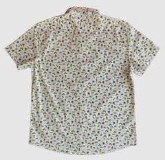 SLATE & STONE MEN’S WHITE PRINTED SHORT SLEEVE POINT COLLAR SHIRT Sz M