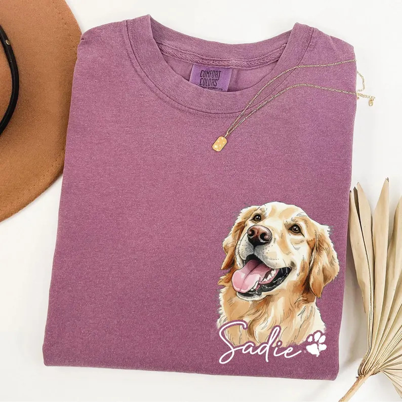 Custom Dog Face Comfort Tee Personalized Pet Portrait T-