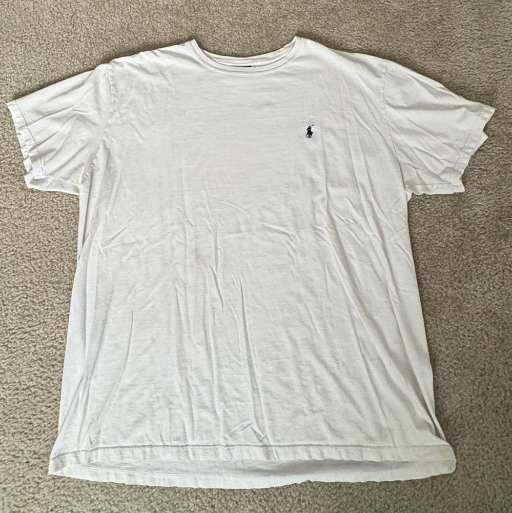 Polo Ralph Lauren White Pony Logo T Shirt Men’s XL Short Sleeve Cotton Tee