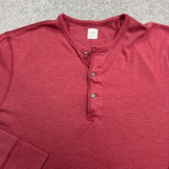 J.Crew Marled Cotton Henley Shirt Mens Small Red Long Sleeve Stretch Casual Top